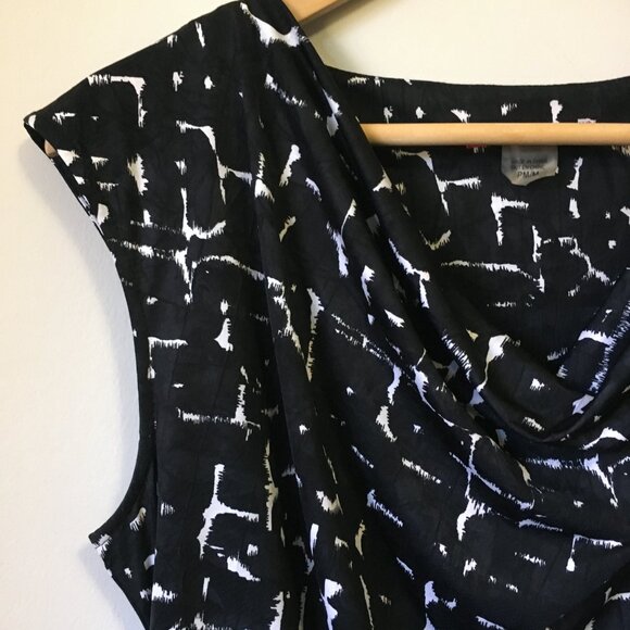 Not Just Pants Ink Blotched Ruched Waist Cowl Neck Tank Top - Picture 4 of 14